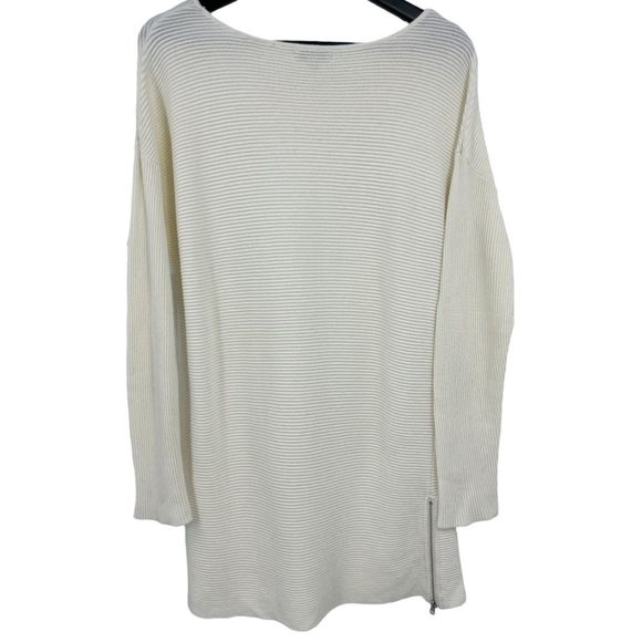 Women's Cream Sweater Size Med Ribbed Dressy - Picture 3 of 10